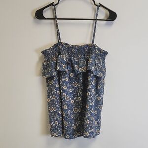 Floral Ruffle Camisole in Blue